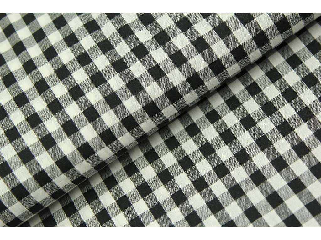 Bavlněná látka / kanafas - Černá kostka (1 cm)