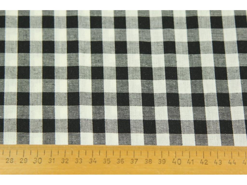 Bavlněná látka / kanafas - Černá kostka (1 cm)