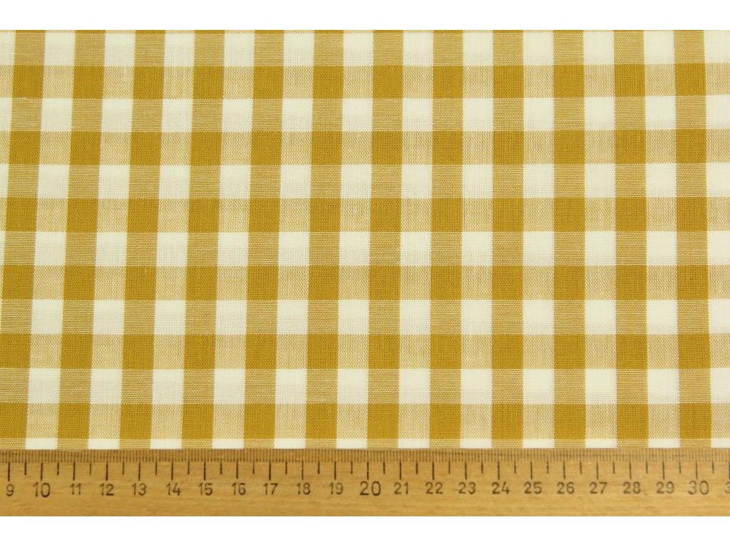 Bavlněná látka / kanafas - Okrová kostka (1 cm)