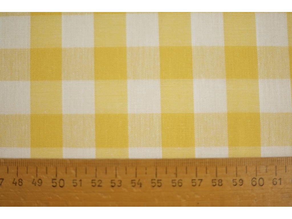Bavlněná látka / kanafas - kostka - okrová žlutá (1,7 cm)