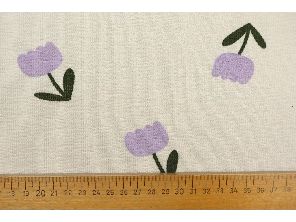 Krepový bavlněný úplet - Tulipány