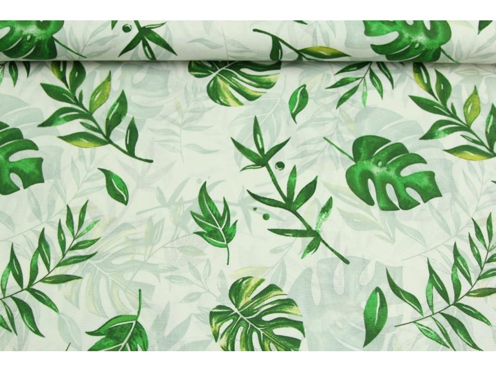 Bavlněná látka / plátno - monstera