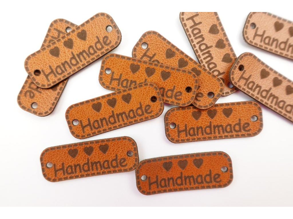 Nášivka - handmade a srdíčka - hnědá