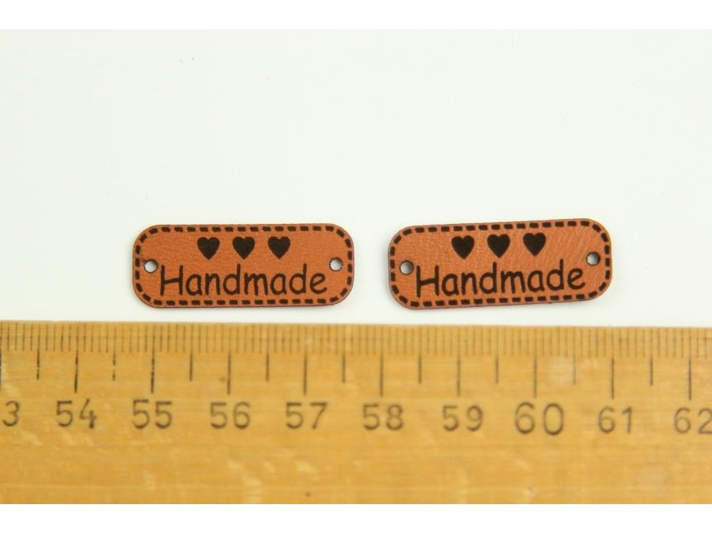 Nášivka - handmade a srdíčka - hnědá