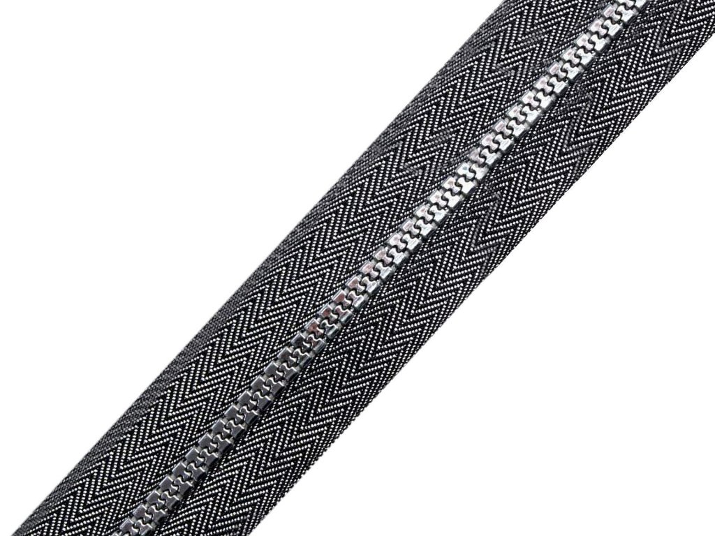 Nekonečný zip kostěný 5 mm - černostříbrný - 1 m
