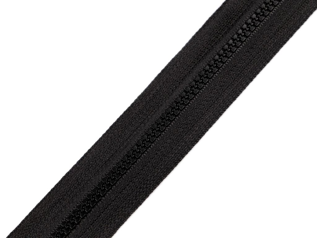 Nekonečný zip kostěný No 3 - černý - 1,3 m