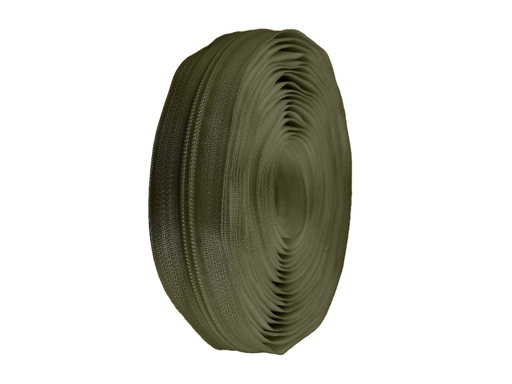 Nekonečný zip spirálový 5 mm - 327 khaki - 0,75 m