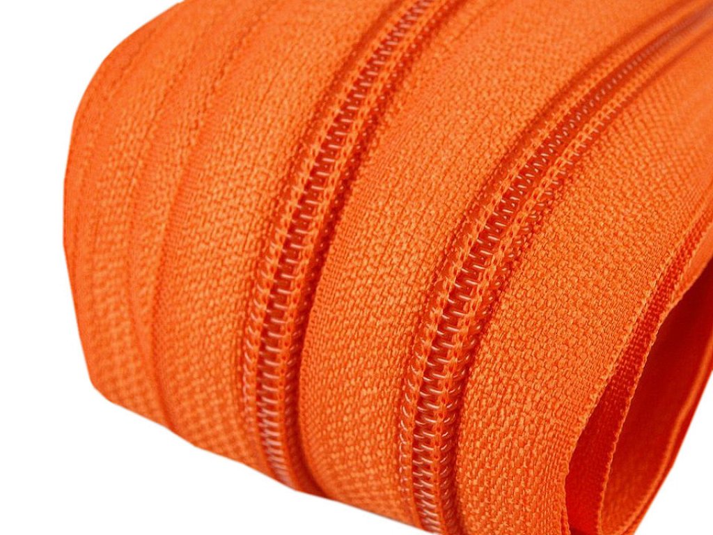 Nekonečný zip spirálový 5 mm - oranžový - 1,55 m