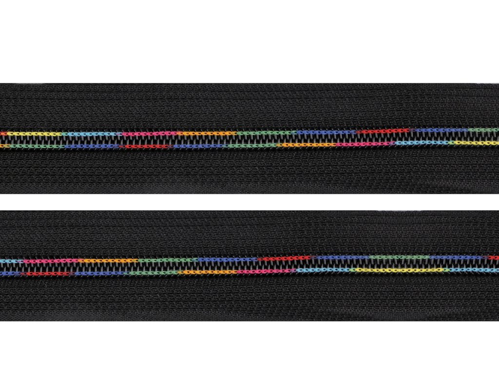 Nekonečný zip spirálový duhový 5 mm metráž - černý - 1 m