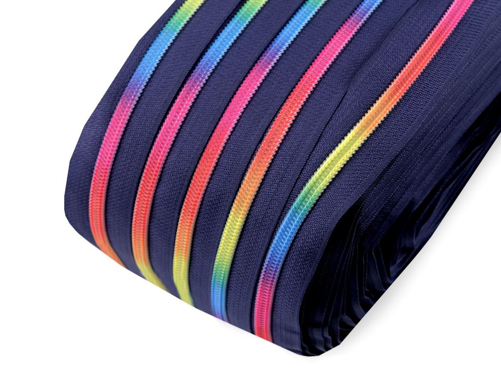 Nekonečný zip spirálový duhový 5 mm - modrý - 2,25 m