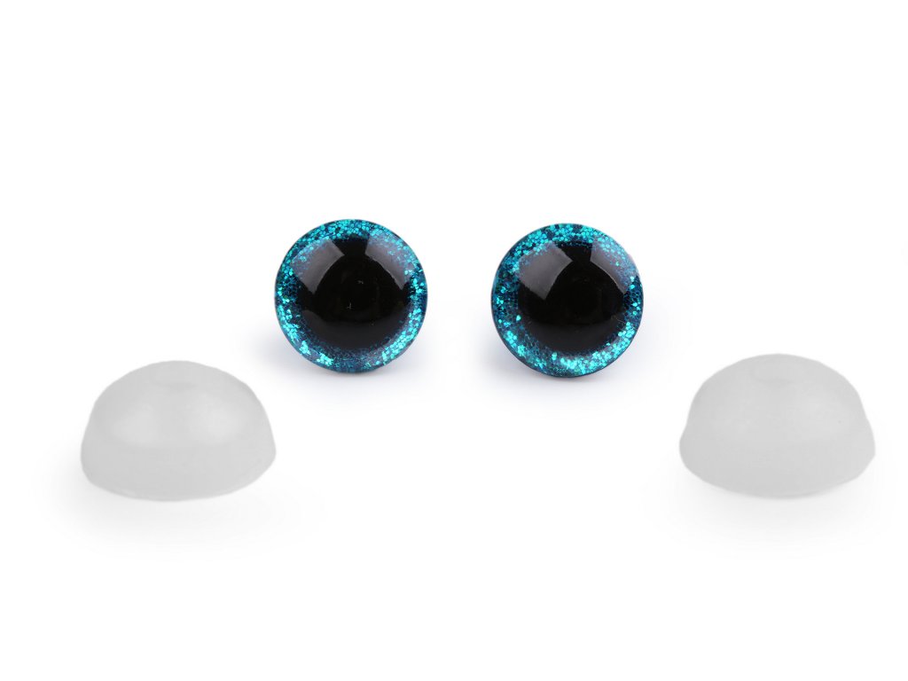 Oko glitrové s pojistkou 12 mm - modrá tyrkys