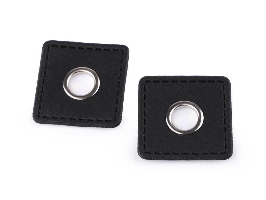 Průchodka s koženkovým čtverečkem 10 mm - hnědočerná