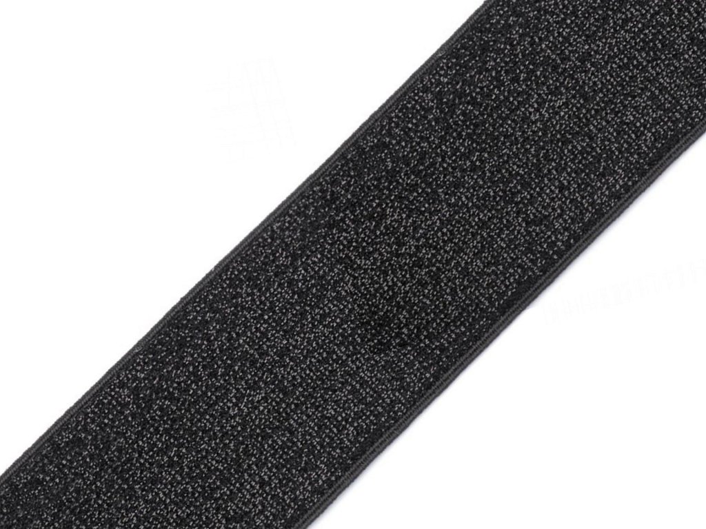 Pruženka s lurexem šíře 48 mm - černá - 0,25 m