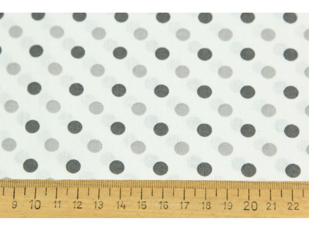 Bavlněná látka / plátno - puntík šedá/šedá na bílé (6mm)