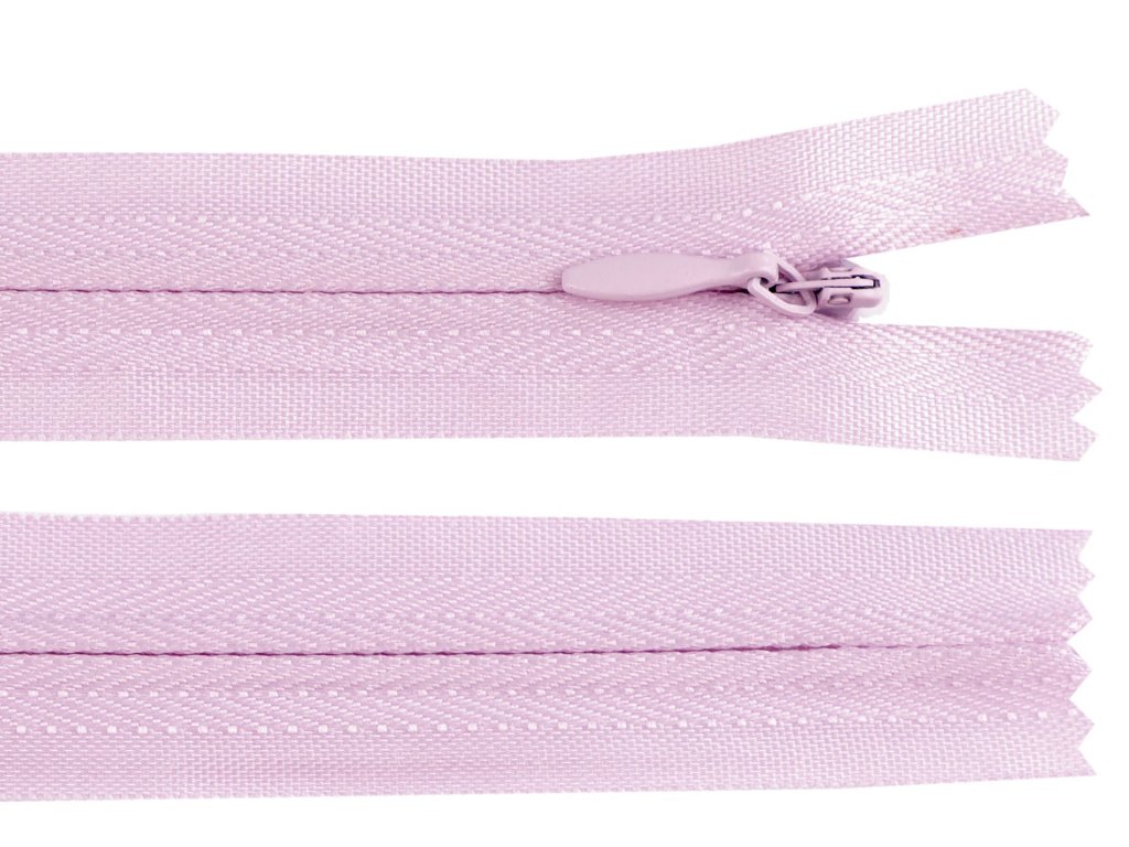 Skrytý spirálový zip šíře 3 mm, délka 22 cm - lila