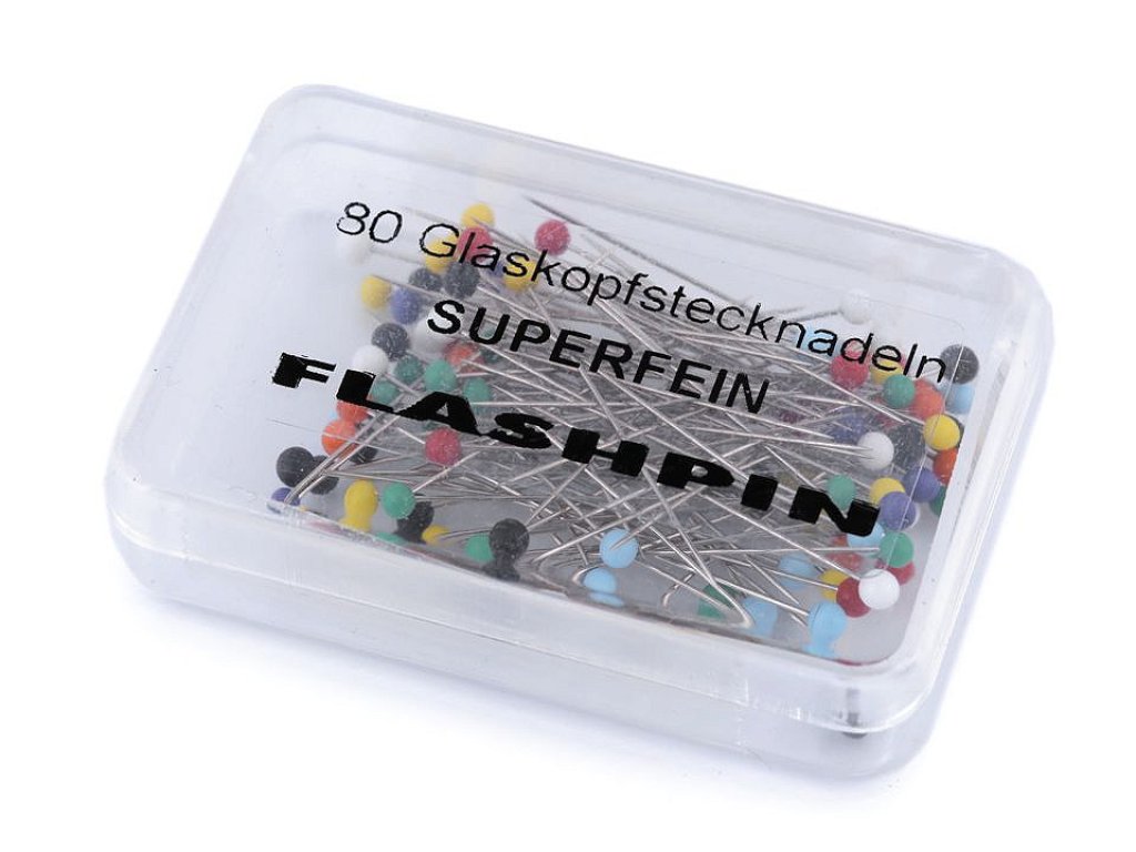 Špendlíky se skleněnou hlavičkou 34 mm - extra jemné