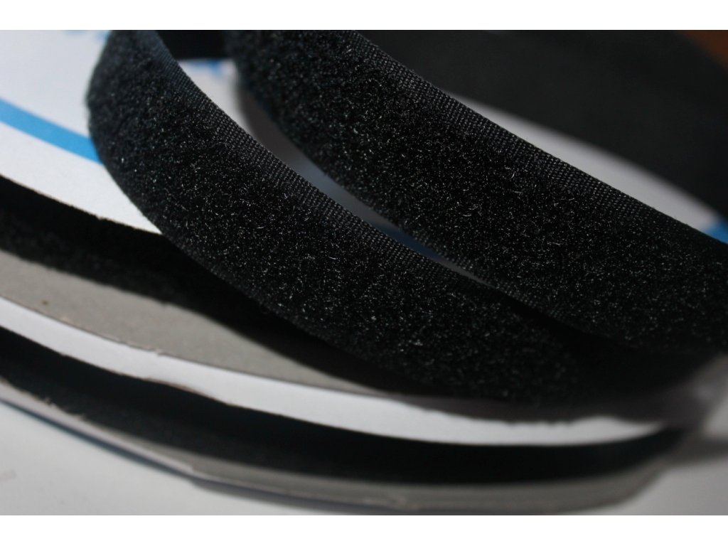 Suchý zip  metráž - háček+plyš - černá (20 mm) - 1,2 m