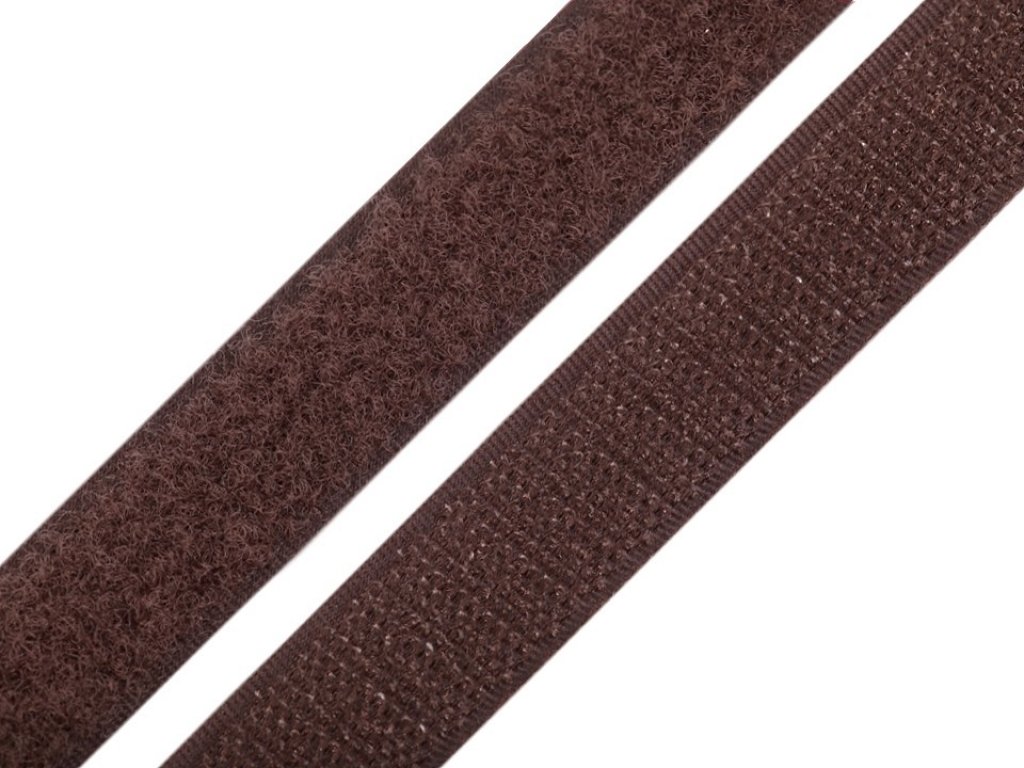 Suchý zip metráž - háček+plyš - hnědá (20 mm)