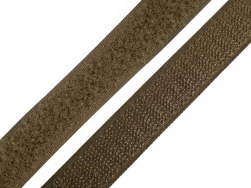 Suchý zip  metráž - háček+plyš - khaki (20 mm)