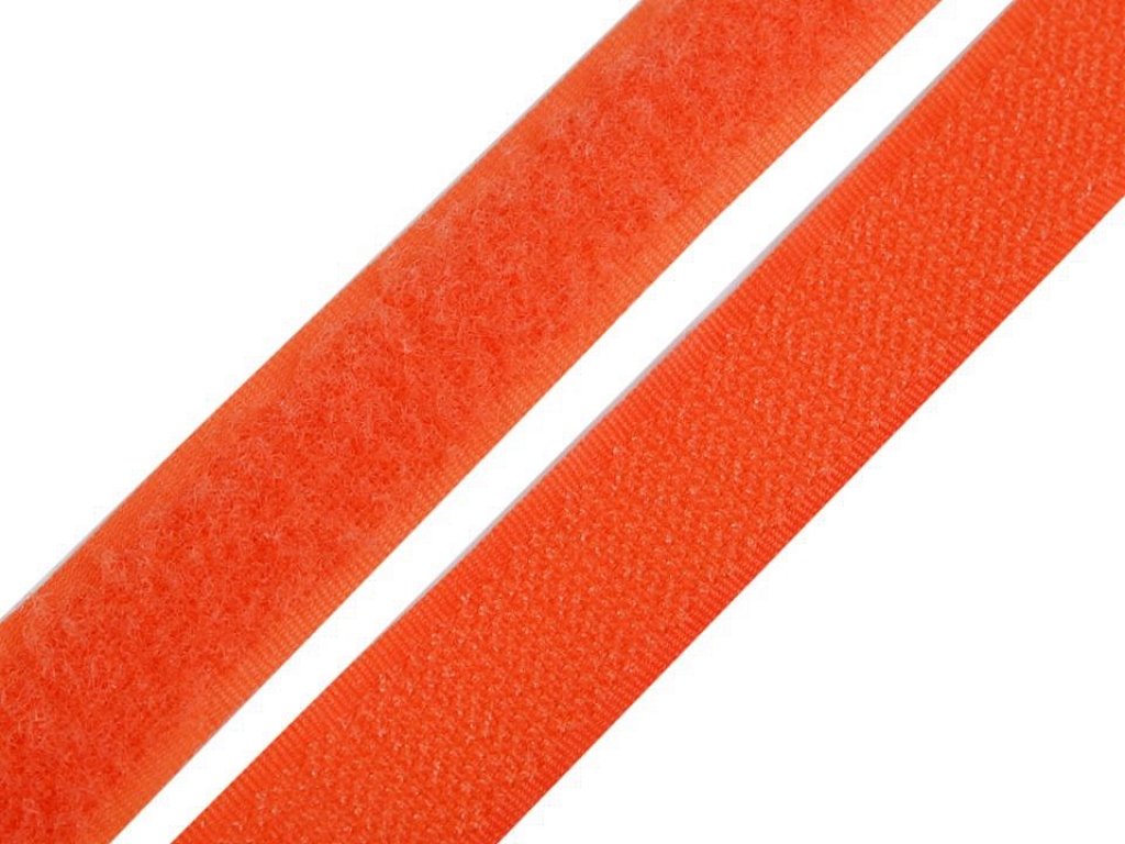 Suchý zip metráž -  háček+plyš - tmavě oranžová (20 mm)