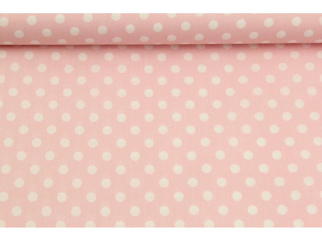 Bavlněná látka / plátno - světle růžový puntík (1 cm)
