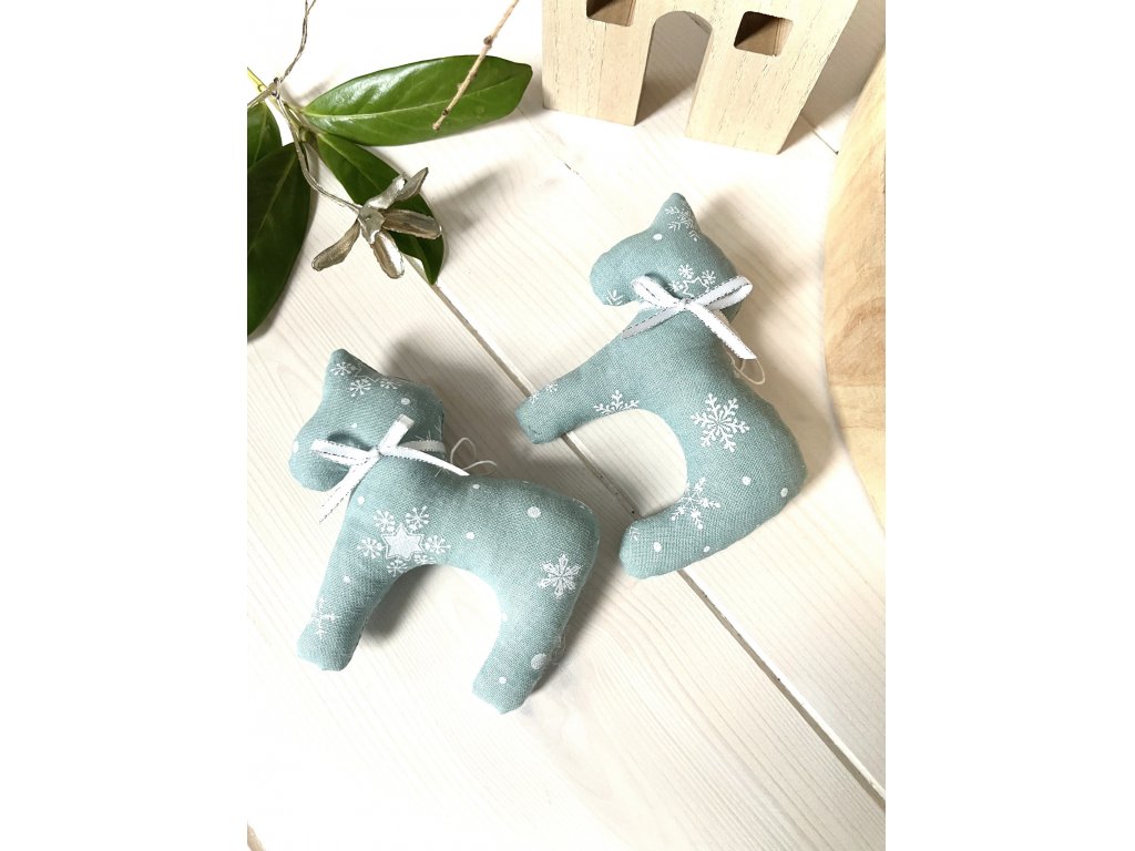 Vánoční ozdoba - koník - dusty mint