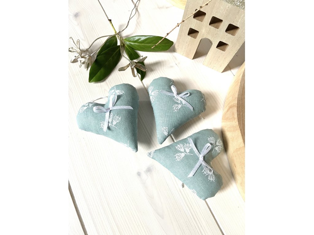 Vánoční ozdoba - srdce - dusty mint