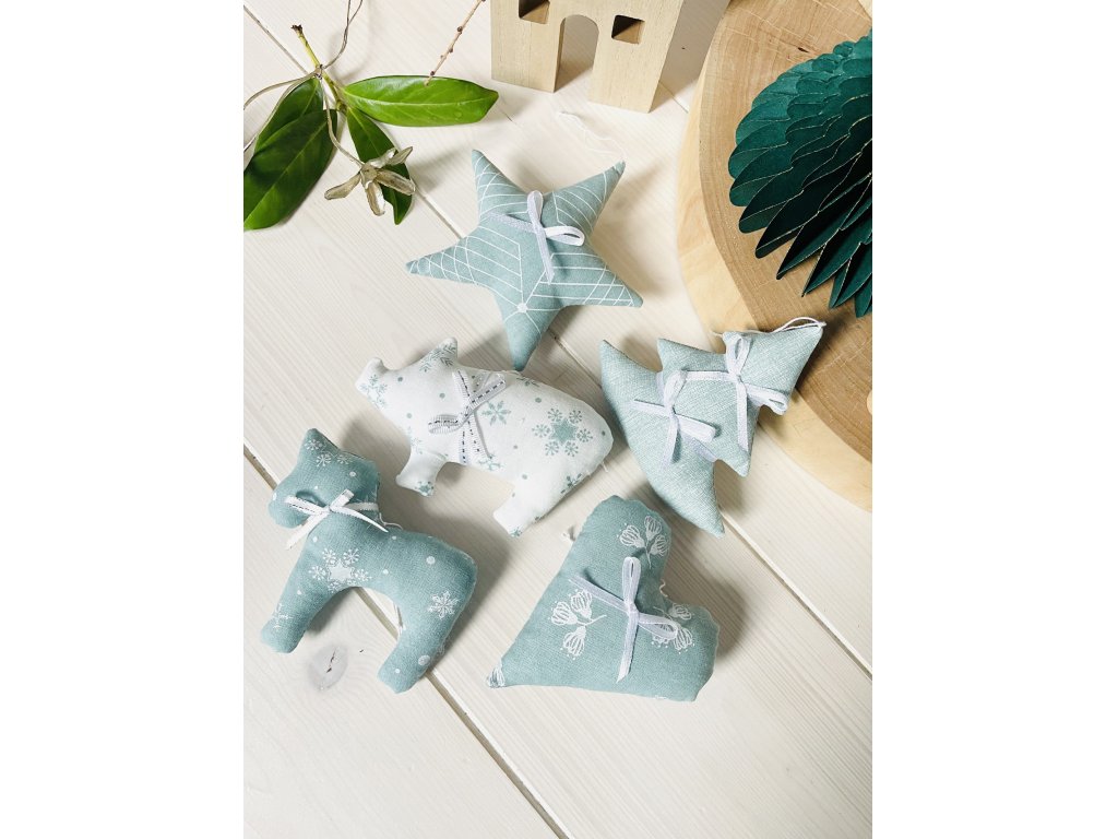 Vánoční ozdoba - srdce - dusty mint