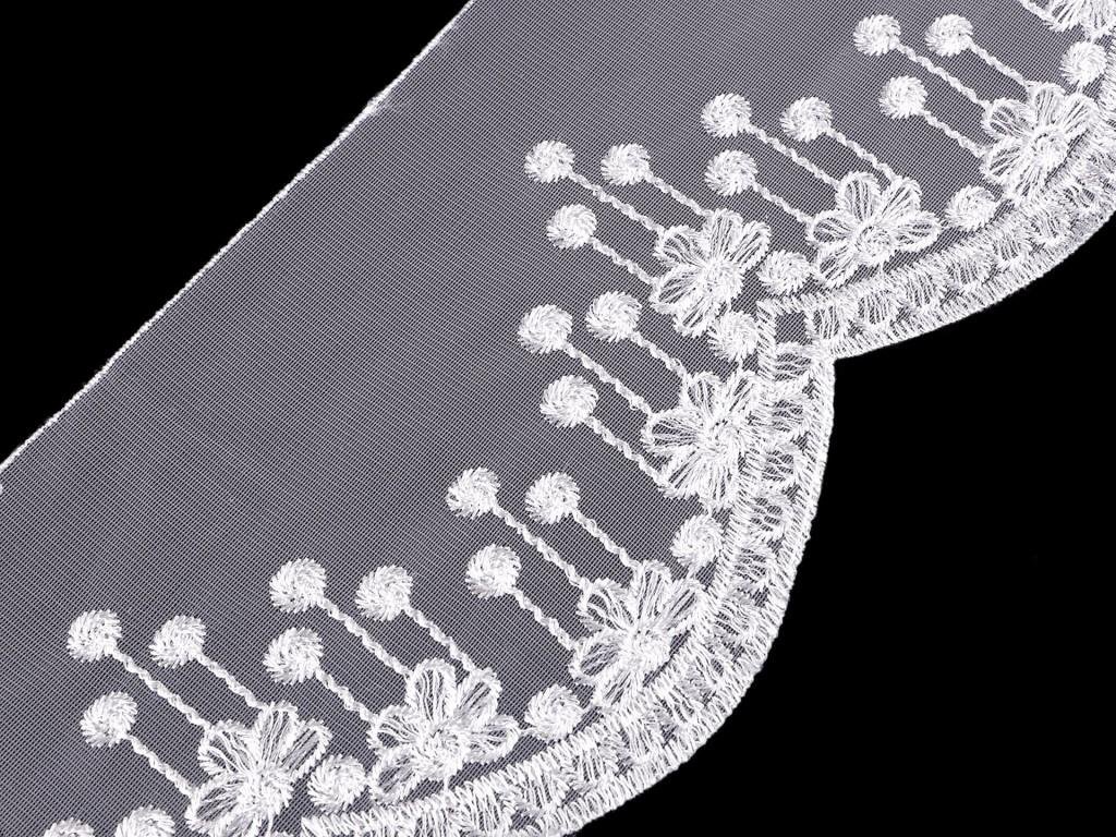 Vyšívaná krajka na monofilu 18 cm - smetanová