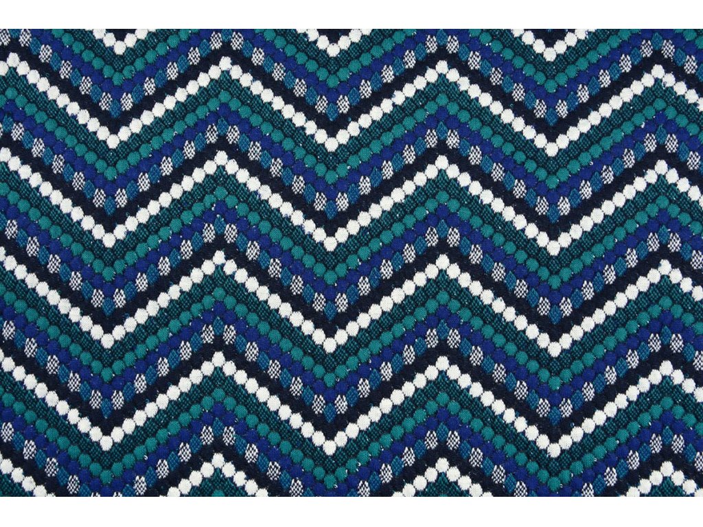 Žakárový úplet - chevron modrá