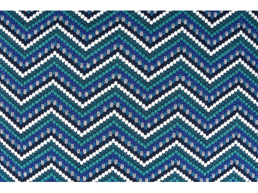 Žakárový úplet - chevron modrá