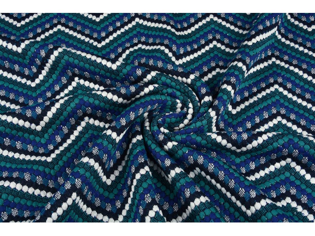 Žakárový úplet - chevron modrá