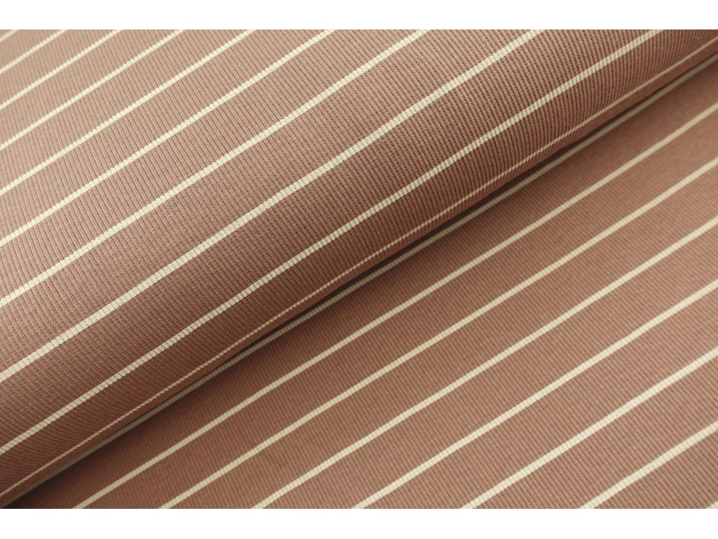 Žebrovaný úplet - Pruhy hnědá
