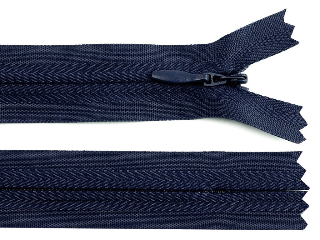 Zip skrytý nedělitelný 3 mm délka 60 cm - modrá tmavá