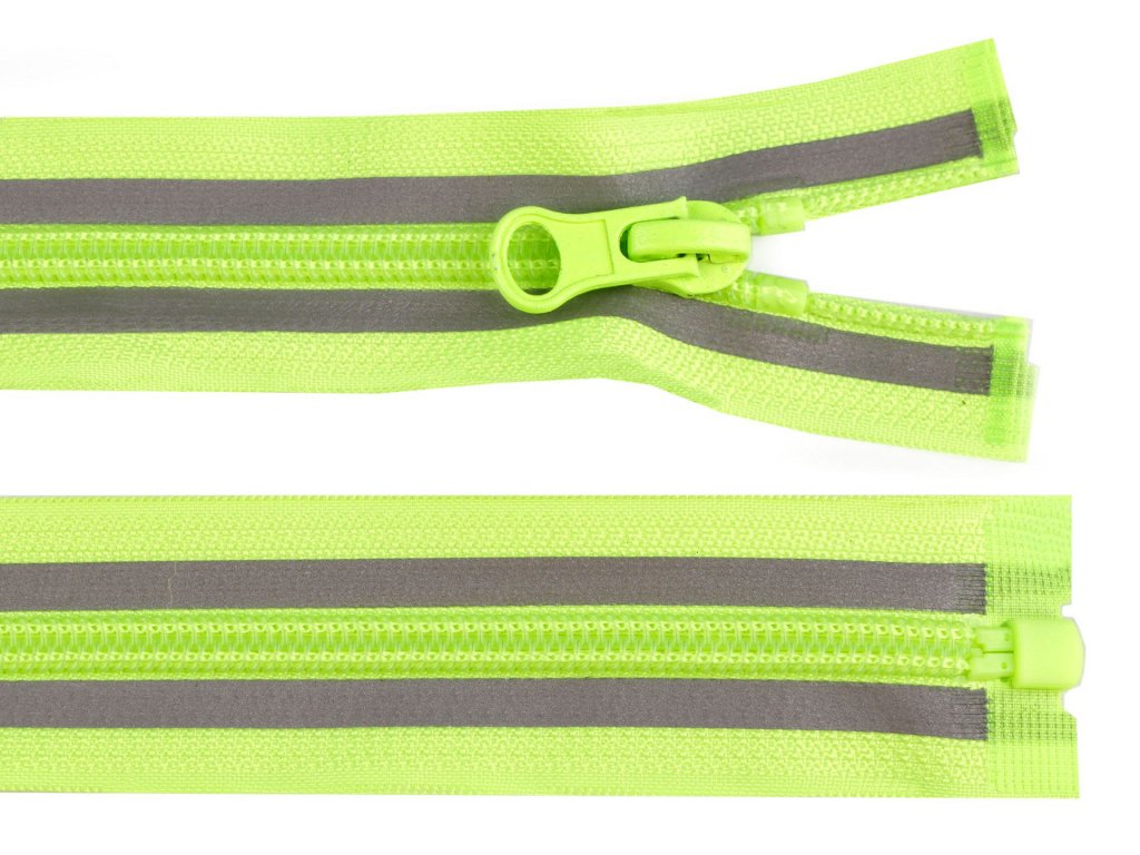 Zip spirálový No 5 reflexní délka 70 cm - zelená neon