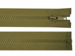 Kostěný zip dělitelný délka 65 cm - khaki