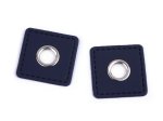Průchodka s koženkovým čtverečkem 10 mm - modrá tmavá