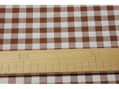 Bavlněná látka / kanafas - Hnědá kostka (1 cm) - 0,5 m 2