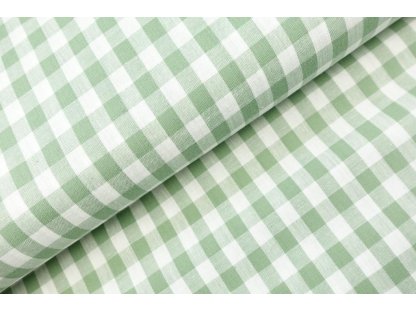 Bavlněná látka / kanafas - Kostka zelená šalvěj (1 cm)