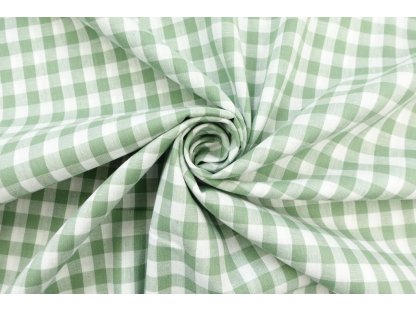 Bavlněná látka / kanafas - Kostka zelená šalvěj (1 cm)