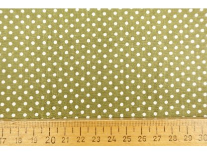 Bavlněná látka / plátno - mini puntík khaki olivový - 0,25 m