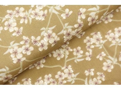 Bavlněná látka / plátno - Sakura hnědá