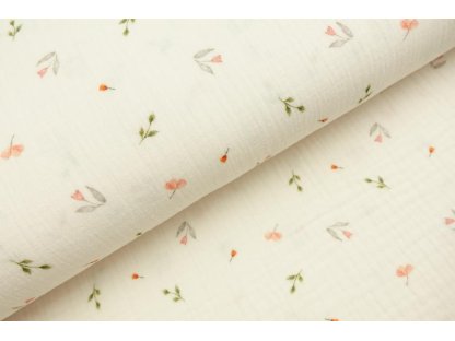 Dvojitá gázovina / mušelín / digitální tisk - Kvítky - 0,4 m