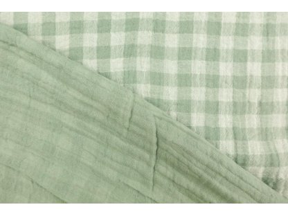 Dvojitá gázovina / mušelín - Oboustranná kostka dusty mint - 0,75 m