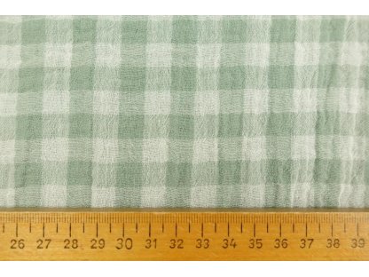 Dvojitá gázovina / mušelín - Oboustranná kostka dusty mint - 0,75 m