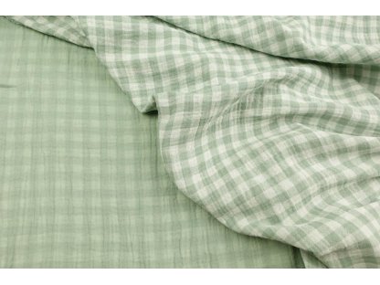 Dvojitá gázovina / mušelín - Oboustranná kostka dusty mint - 0,75 m