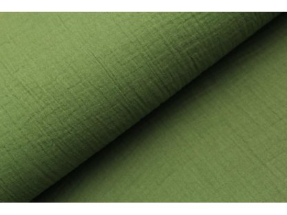 Dvojitá gázovina / mušelín / jednobarevná - khaki kapradina