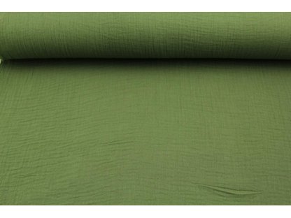 Dvojitá gázovina / mušelín / jednobarevná - khaki kapradina 2