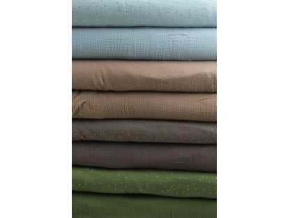 Dvojitá gázovina / mušelín / jednobarevná - khaki kapradina