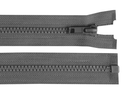 Kostěný zip dělitelný, délka 45 cm - šedá